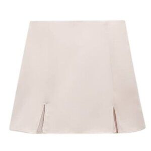 NEW ZARA SLIT SATIN EFFECT SKORT ECRU | 1165/233 L